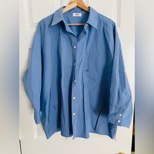 Japanese Chic Ladies Oversized Blue Button-Up Shirt